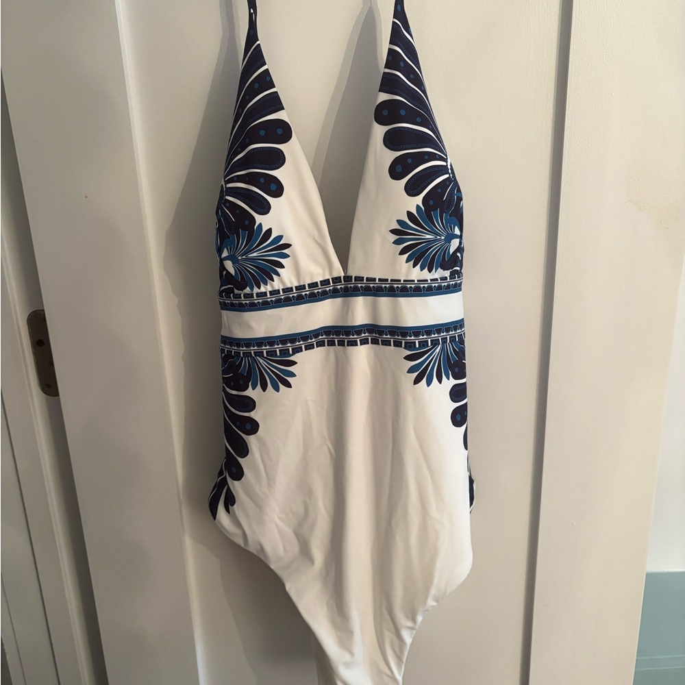 Reiss White and Blue Patterned Swimsuit